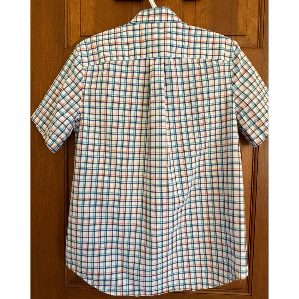 Ralph Lauren Boys Plaid Button-Up Size XL (18-20) Blue/Green Short Sleeve Cotton